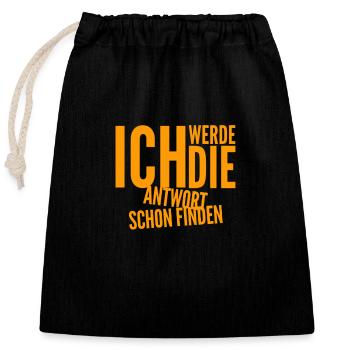 ich möchte eine Antwort - Verschließbarer Geschenkbeutel aus Baumwolle (25x30cm) - Schwarz - Vorne
