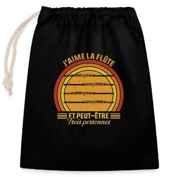 j'aime la flûte idée Cadeau flûtiste - Sac cadeau en coton avec cordon (25 x 30 cm) - noir - Devant