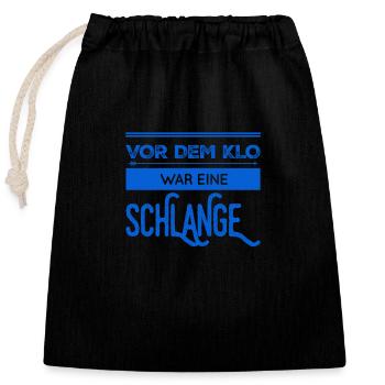 eine lange Schlange vor dem Klo - Verschließbarer Geschenkbeutel aus Baumwolle (25x30cm) - Schwarz - Vorne