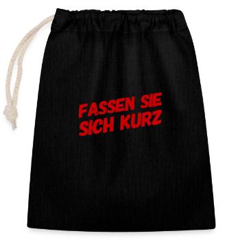 weniger ist mehr - Verschließbarer Geschenkbeutel aus Baumwolle (25x30cm) - Schwarz - Vorne