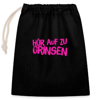 hör auf zu lachen - Verschließbarer Geschenkbeutel aus Baumwolle (25x30cm) - Schwarz - Vorne