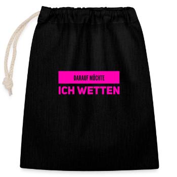 wetten geht immer - Verschließbarer Geschenkbeutel aus Baumwolle (25x30cm) - Schwarz - Vorne