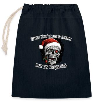 Wenn Weihnachten ist, aber du innerlich tot bist - Verschließbarer Geschenkbeutel aus Baumwolle (25x30cm) - Navy - Vorne