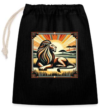 Roi Savannah Lion Style Art Déco - Sac cadeau en coton avec cordon (25 x 30 cm) - noir - Devant