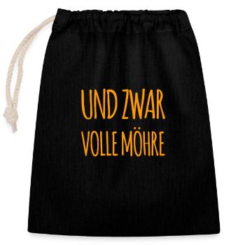 volle Möhre - Verschließbarer Geschenkbeutel aus Baumwolle (25x30cm) - Schwarz - Vorne