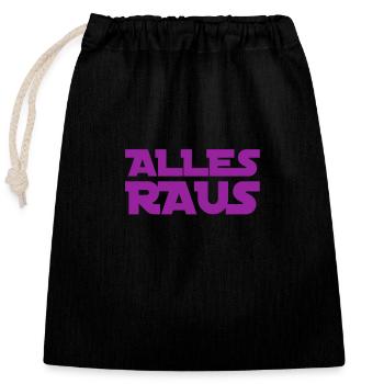 alles raus - Verschließbarer Geschenkbeutel aus Baumwolle (25x30cm) - Schwarz - Vorne