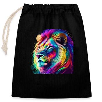 lion portrait - Verschließbarer Geschenkbeutel aus Baumwolle (25x30cm) - Schwarz - Vorne