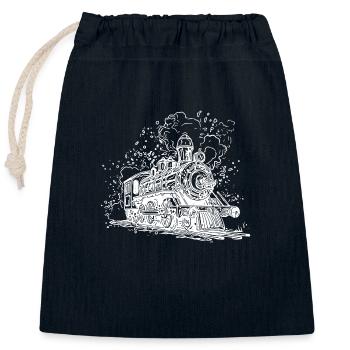 Rauchende Dampflokomotive auf Gleisen unter Dampf - Verschließbarer Geschenkbeutel aus Baumwolle (25x30cm) - Navy - Vorne
