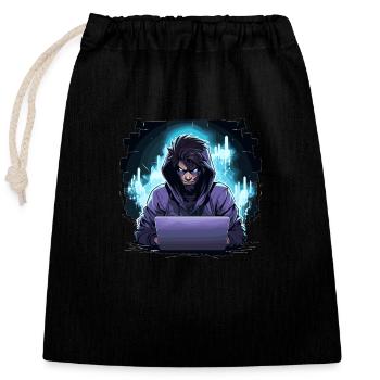 Ethical Hacker - Illustration - Closable cotton gift bag (25x30cm) - black - Front