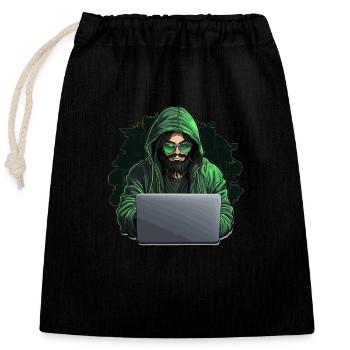 Ethical Hacker - Illustration - Closable cotton gift bag (25x30cm) - black - Front