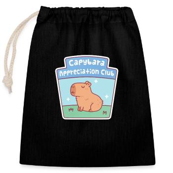 Club d’appréciation de Capybara mignon - Sac cadeau en coton avec cordon (25 x 30 cm) - noir - Devant