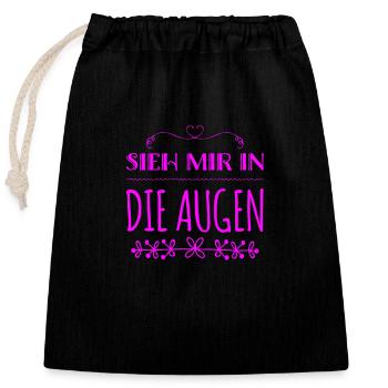 ich steh auf Augenkontakt - Verschließbarer Geschenkbeutel aus Baumwolle (25x30cm) - Schwarz - Vorne