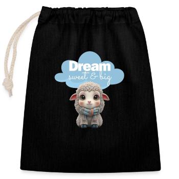 Sheep with Scarf - Dream Sweet & Big - Cloud - Blue - Closable cotton gift bag (25x30cm) - black - Front