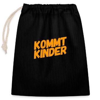 kommt Kinder - Verschließbarer Geschenkbeutel aus Baumwolle (25x30cm) - Schwarz - Vorne