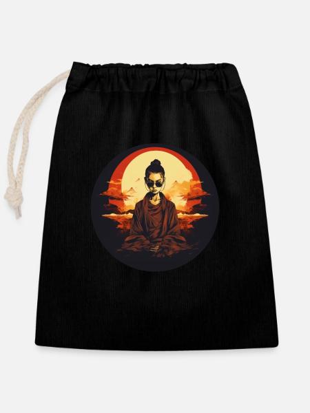 Cooler weiblicher buddhistischer Mönch - Verschließbarer Geschenkbeutel aus Baumwolle (25x30cm) - Schwarz