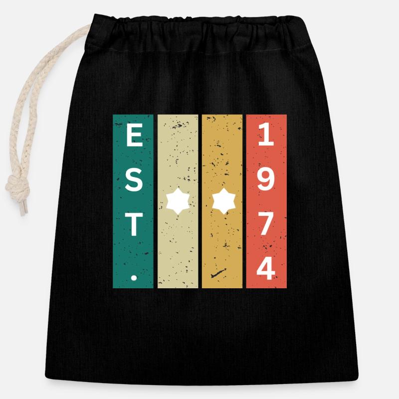 Birthday 74 - Closable cotton gift bag (25x30cm) - black