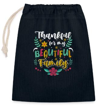 Family outing at home - Closable cotton gift bag (25x30cm) - navy - Front