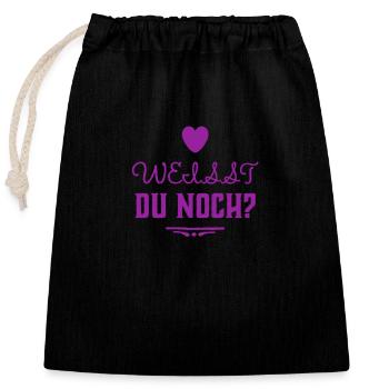 wir haben gemeinsame Erlebnisse - Verschließbarer Geschenkbeutel aus Baumwolle (25x30cm) - Schwarz - Vorne