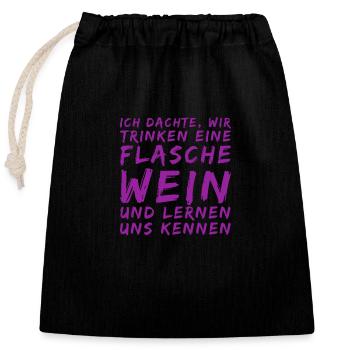 ich möchte dich kennenlernen - Verschließbarer Geschenkbeutel aus Baumwolle (25x30cm) - Schwarz - Vorne