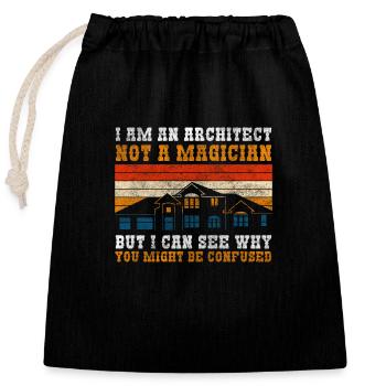 Engineer Profession House Construction - Closable cotton gift bag (25x30cm) - black - Front