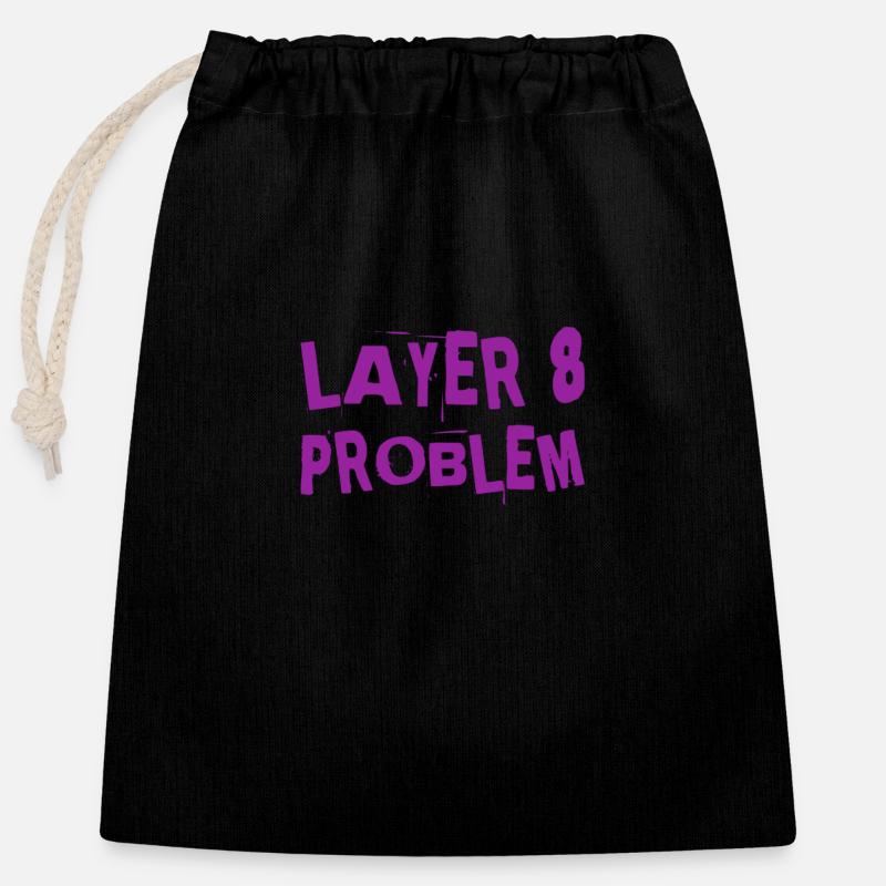 a Layer 8 problem - Closable cotton gift bag (25x30cm) - black