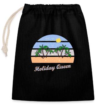 Ferien und Urlaubs Queen - Verschließbarer Geschenkbeutel aus Baumwolle (25x30cm) - Schwarz - Vorne