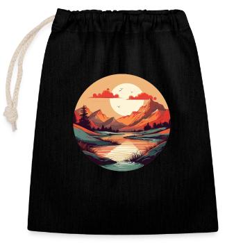 Coucher de soleil de rêve - Sac cadeau en coton avec cordon (25 x 30 cm) - noir - Devant