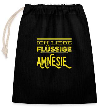ich steh auf Amnesie - Verschließbarer Geschenkbeutel aus Baumwolle (25x30cm) - Schwarz - Vorne