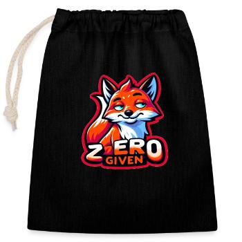 Zero Given - Fuchs Illustration - Verschließbarer Geschenkbeutel aus Baumwolle (25x30cm) - Schwarz - Vorne