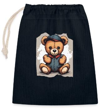 Denim Darling Teddybär Niedliche entzückende Mädchen Geschenk - Verschließbarer Geschenkbeutel aus Baumwolle (25x30cm) - Navy - Vorne