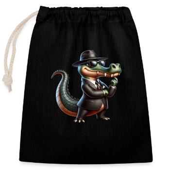 Mafia Alligator - Sac cadeau en coton avec cordon (25 x 30 cm) - noir - Devant