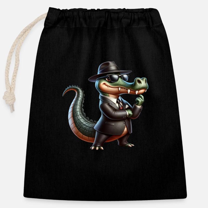 Mafia Alligator - Verschließbarer Geschenkbeutel aus Baumwolle (25x30cm) - Schwarz