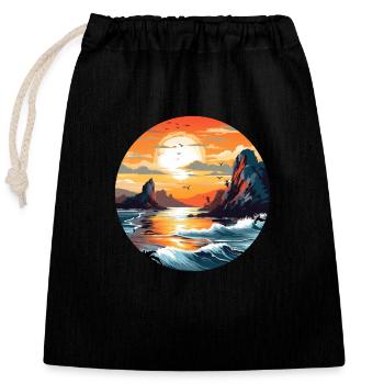 Soleil sur la mer - Sac cadeau en coton avec cordon (25 x 30 cm) - noir - Devant