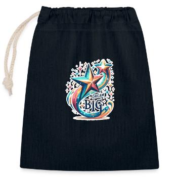 Dream Big - Sternschnuppe Illustration - Verschließbarer Geschenkbeutel aus Baumwolle (25x30cm) - Navy - Vorne