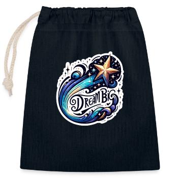 Dream Big - Shooting Star Illustration - Closable cotton gift bag (25x30cm) - navy - Front