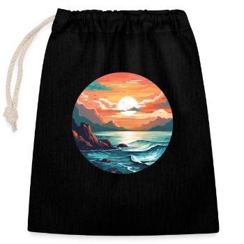 Silent morning - Closable cotton gift bag (25x30cm) - black - Front