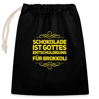 L’excuse du brocoli - Sac cadeau en coton avec cordon (25 x 30 cm) - noir - Devant
