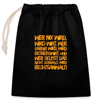 What will you? - Closable cotton gift bag (25x30cm) - black - Front
