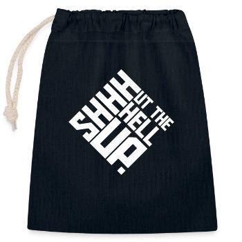 Shhh Shut Up Joke Saying Shut The Hell Up - Closable cotton gift bag (25x30cm) - navy - Front
