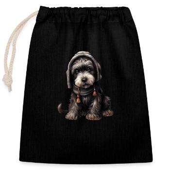 Giant Schnauzer Riesenschnauzer im cozy look - Verschließbarer Geschenkbeutel aus Baumwolle (25x30cm) - Schwarz - Vorne