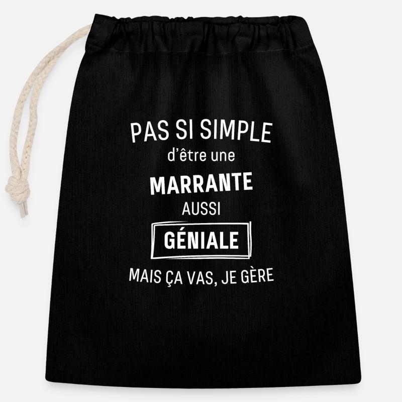 Marrante GÉNIALE - Sac cadeau en coton avec cordon (25 x 30 cm) - noir