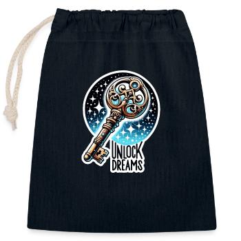Unlock Dreams - Schlüssel Illustration - Verschließbarer Geschenkbeutel aus Baumwolle (25x30cm) - Navy - Vorne