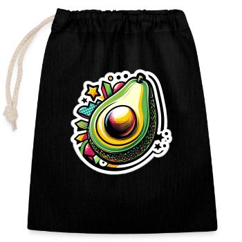 Avocado Vegan Power - Closable cotton gift bag (25x30cm) - black - Front