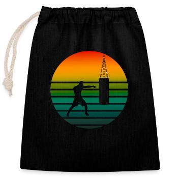 Boxen Vintage Boxsport Kampfsport - Verschließbarer Geschenkbeutel aus Baumwolle (25x30cm) - Schwarz - Vorne