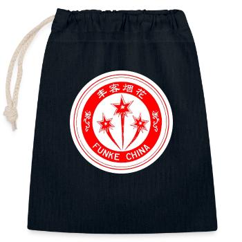 Funke China Logo - Verschließbarer Geschenkbeutel aus Baumwolle (25x30cm) - Navy - Vorne