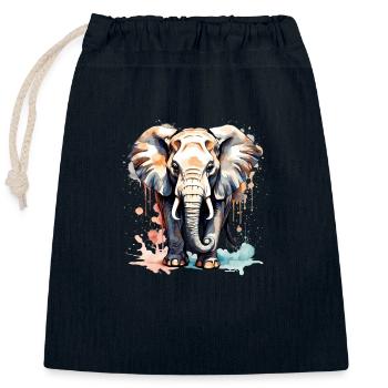 Elephant in colors - Closable cotton gift bag (25x30cm) - navy - Front