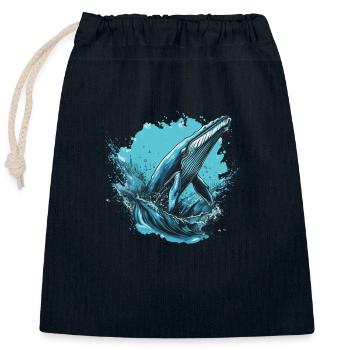 Baleine bleue - Sac cadeau en coton avec cordon (25 x 30 cm) - bleu marine - Devant