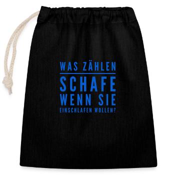 was zählen Schafe? - Verschließbarer Geschenkbeutel aus Baumwolle (25x30cm) - Schwarz - Vorne