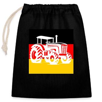 Deutschlandflagge Traktor Landwirtschaft Proteste - Verschließbarer Geschenkbeutel aus Baumwolle (25x30cm) - Schwarz - Vorne