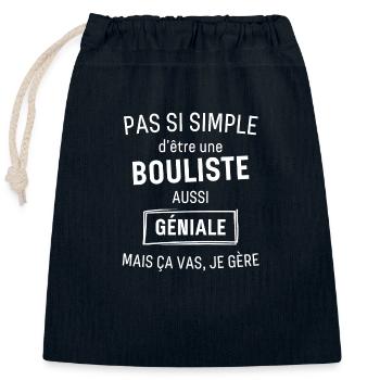 Bouliste GÉNIALE - Sac cadeau en coton avec cordon (25 x 30 cm) - bleu marine - Devant